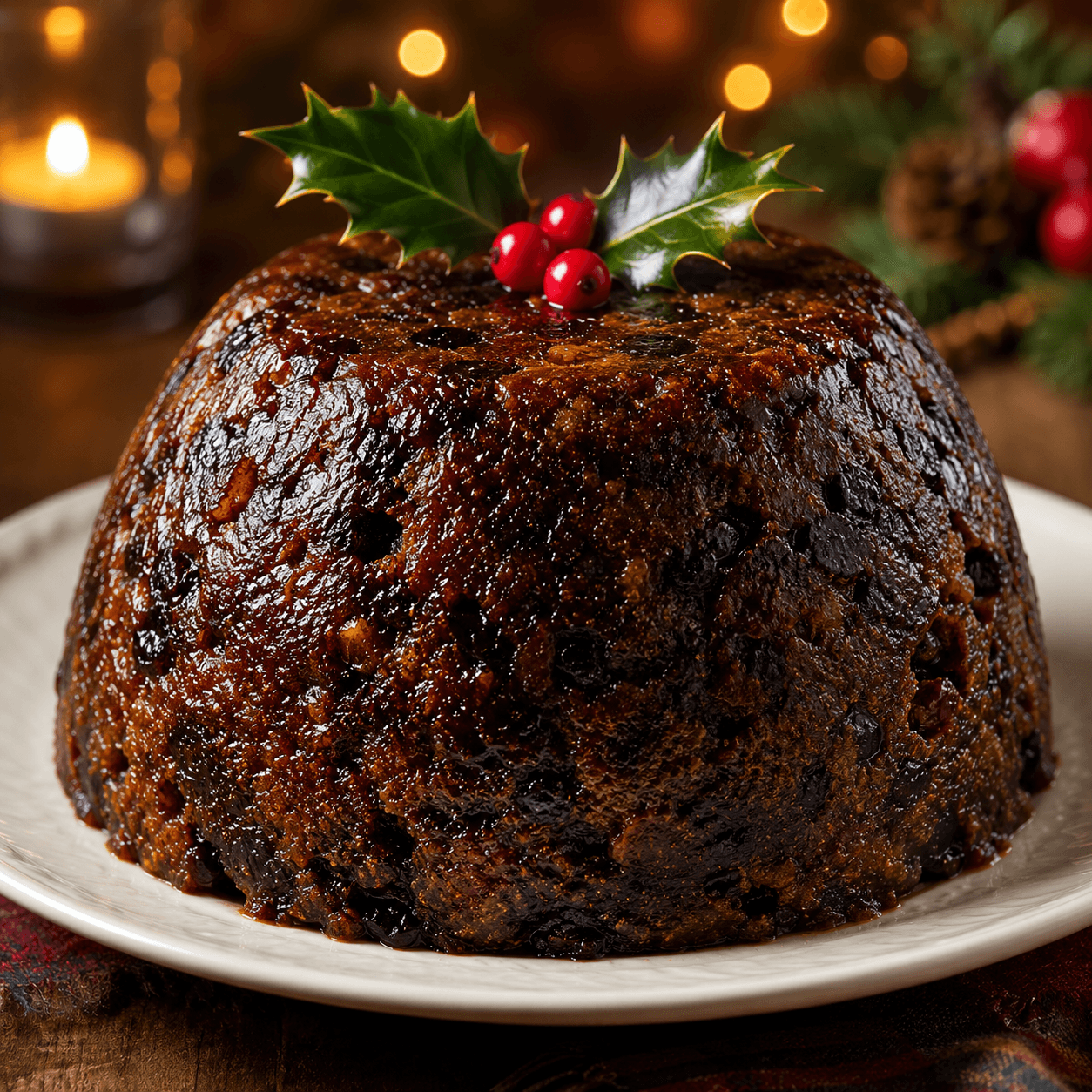 Traditional Christmas Pudding with Brandy Sauce