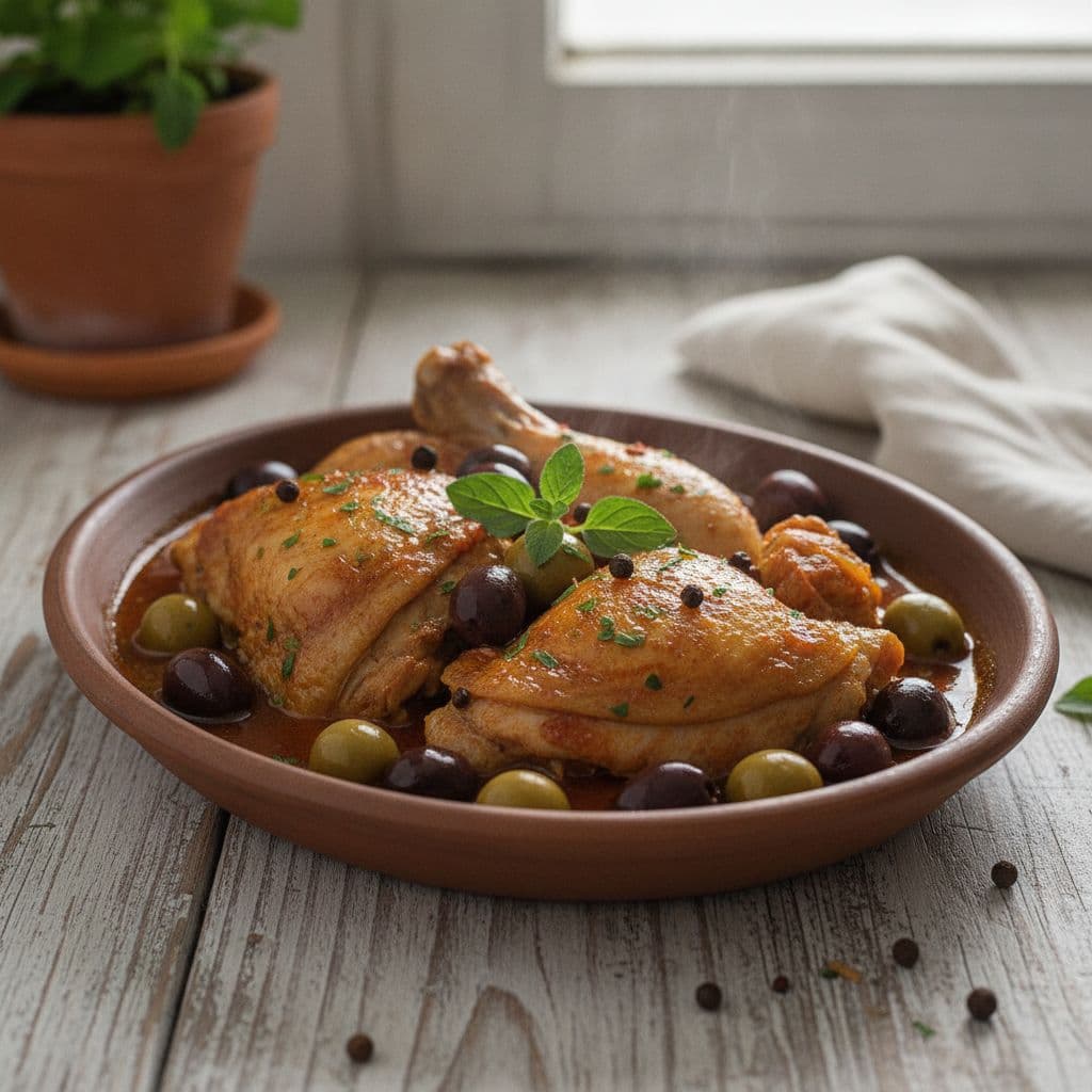 kotopoulo me elies (chicken casserole with olives)