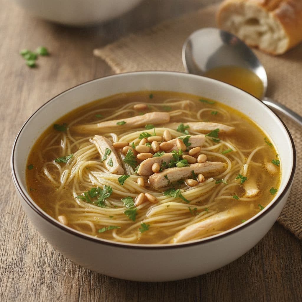 Angel Hair Soup with Chicken& Pine Nuts