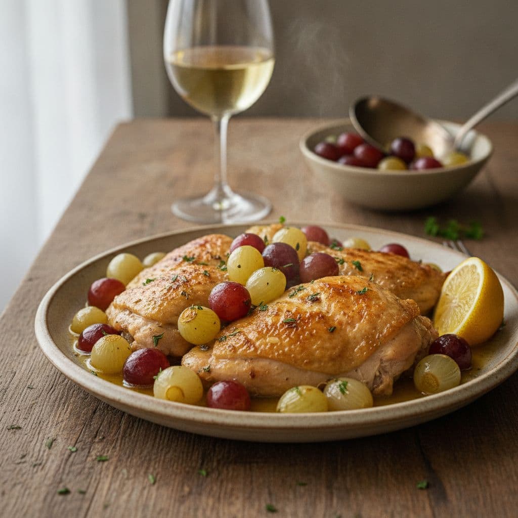 Chicken with Riesling and Grapes