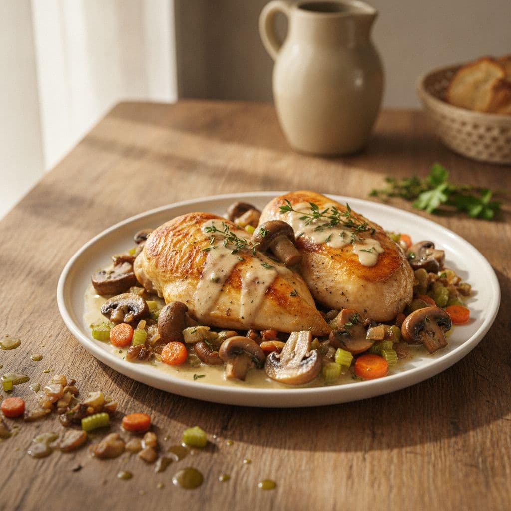 chicken with white wine and mushrooms