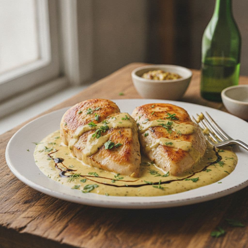chicken breast in herb mustard cream sauce
