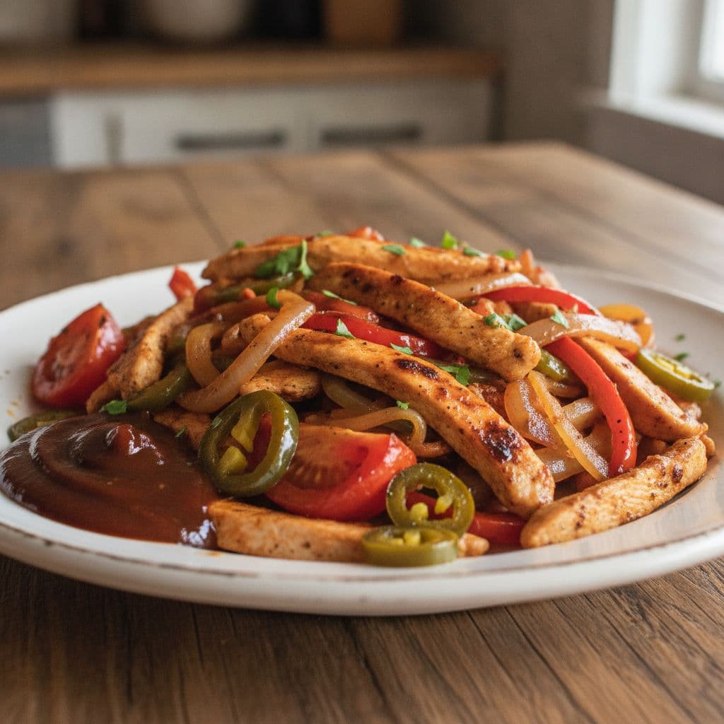 Chicken Fajitas with Cowpoke Barbecue Sauce