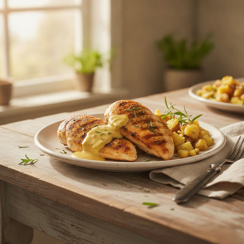 grilled tarragon chicken with mustard sauce