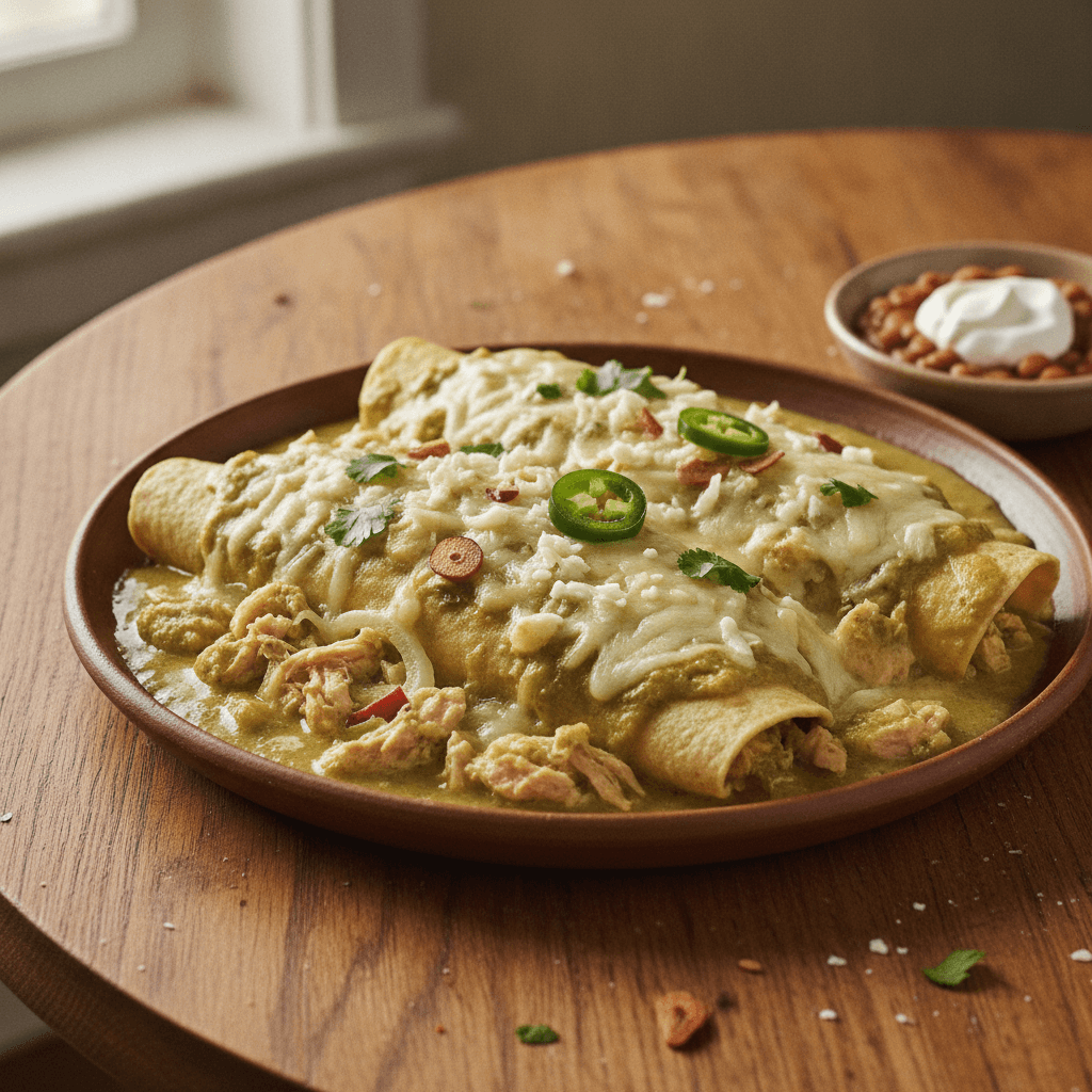 green chile and chicken enchiladas
