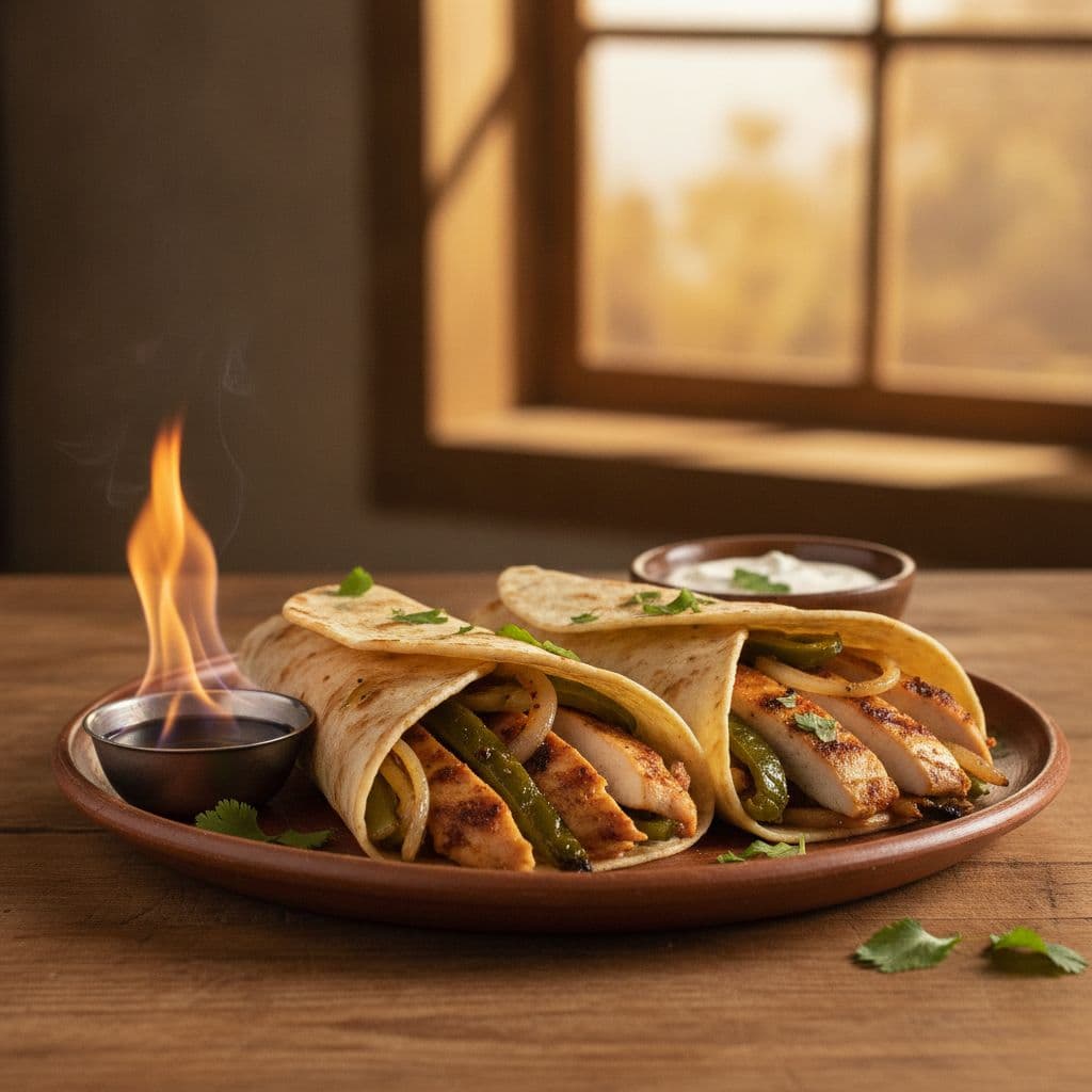 fuego restaurant flaming tequila chicken wraps